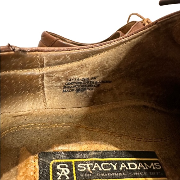 Stacy Adams Mens Brown Leather Oxford Dress Square Toe Shoe Size 9 M Prom Date - Picture 7 of 7